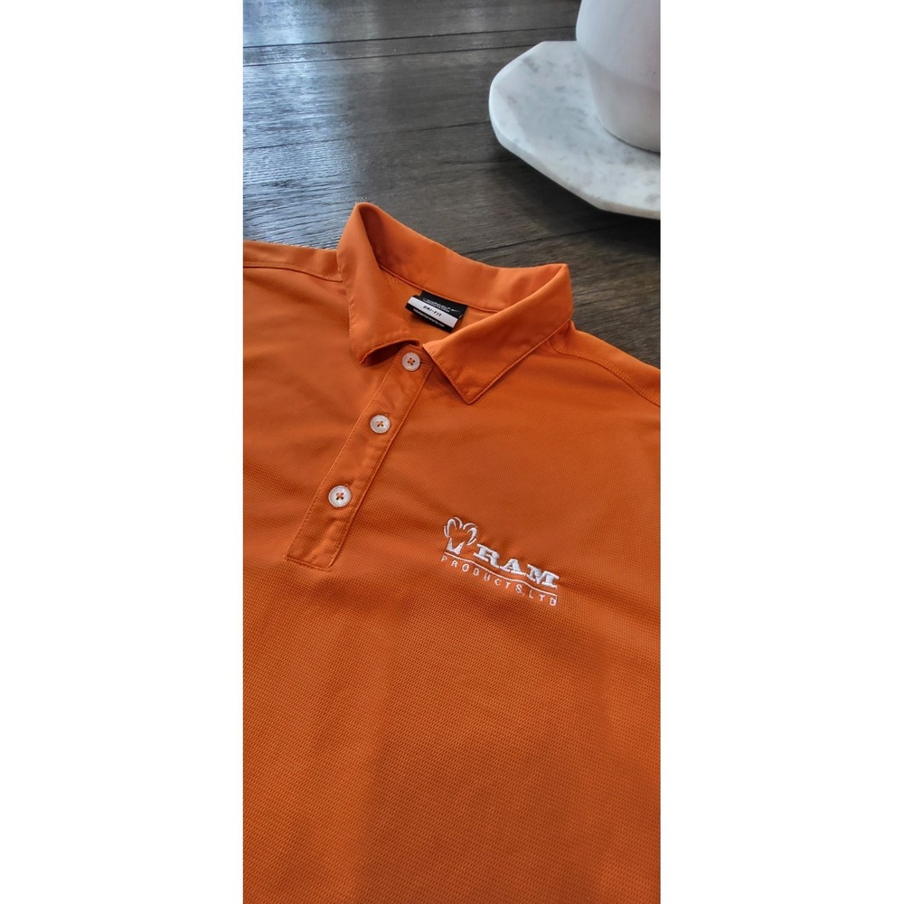 Nike Golf Dri-FIT Orange Polo Shirt Mens Large Short Sleeve Embroidered Dodge